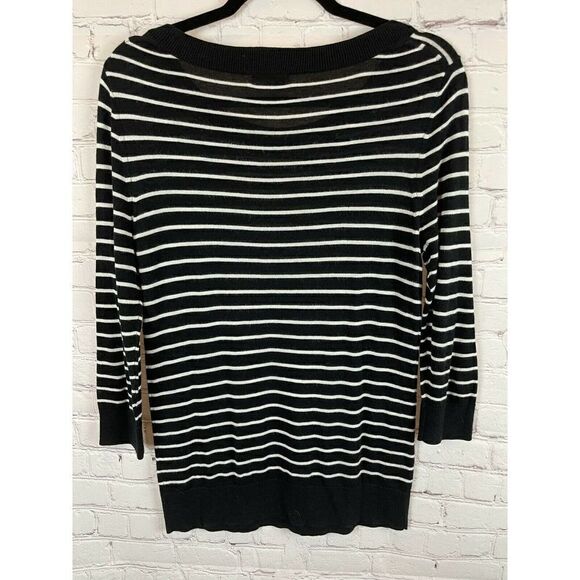 HALOGEN Nordstrom set of 2 violet white black striped front knot pullover top M - Picture 11 of 12